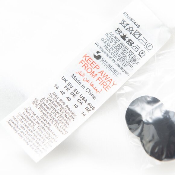 Karen Millen Lace Appliqué Contrast Tailored Tuxedo Jacket White Blue Black 10 - Picture 5 of 8